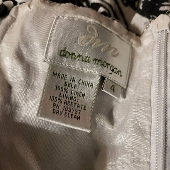Donna Morgan Linen Dress Black and White Sundress - Picture 3 of 4